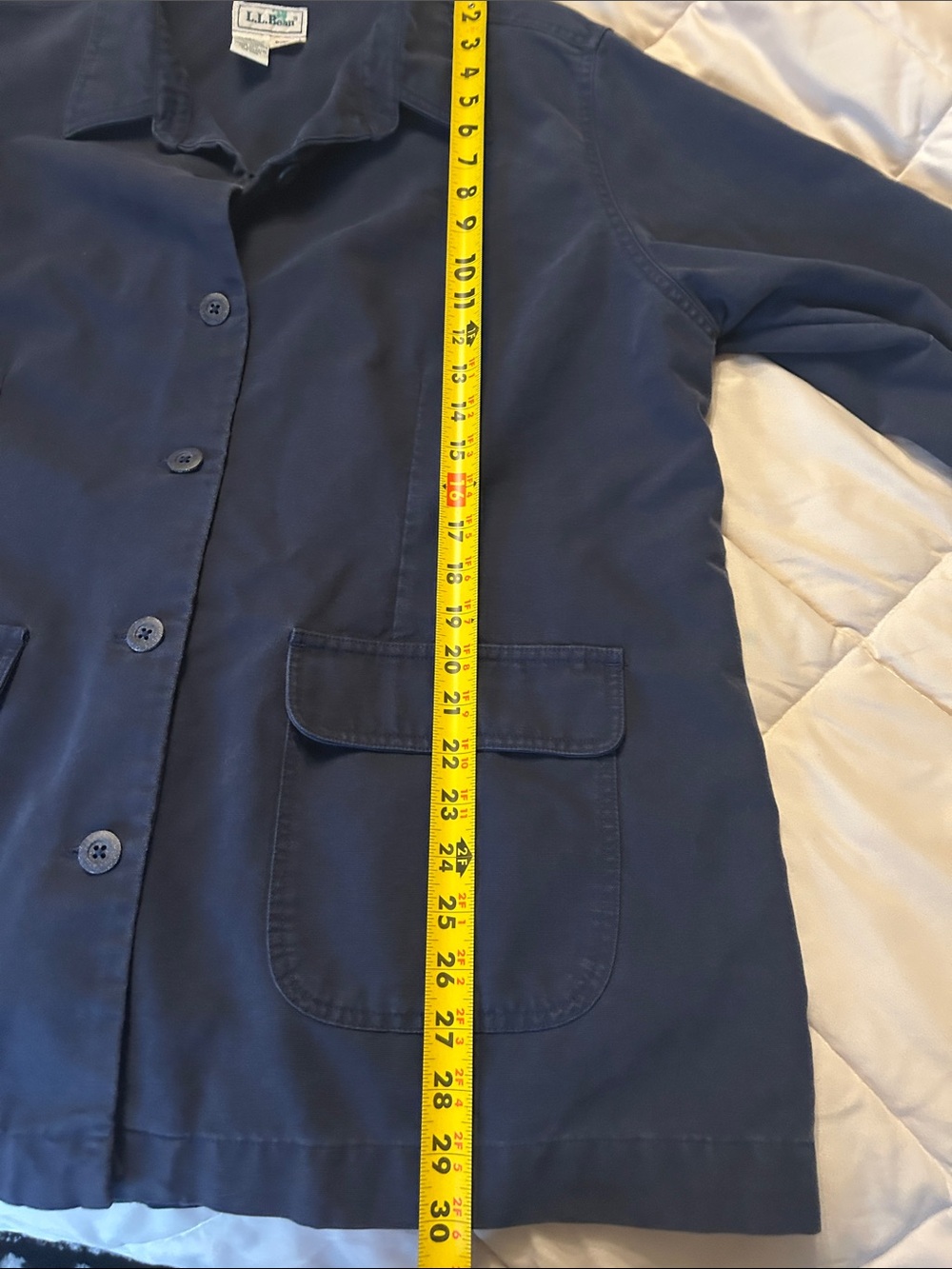LL Bean Classic Women's Navy Button-Up oversized Jacket Tencel/ Cotton blend - Picture 8 of 9